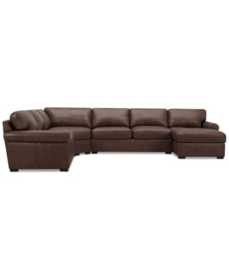 Radley Roll Arm 152" 5-Pc. Leather Wedge Corner Chaise Sectional
