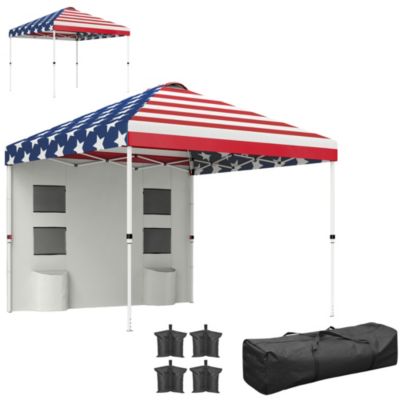 10' x 10' Pop Up Canopy Tent with Sidewall, UPF50+, Sea