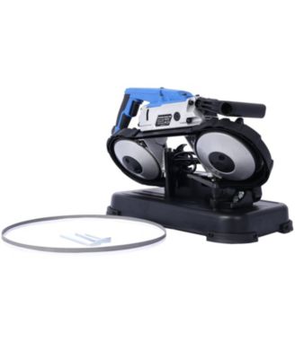 High-Performance Portable Band Saw with Removable Stainless Steel Base, 45°-90° Cutting, 10A 1100W Motor, 5-inch Depth Cut,
