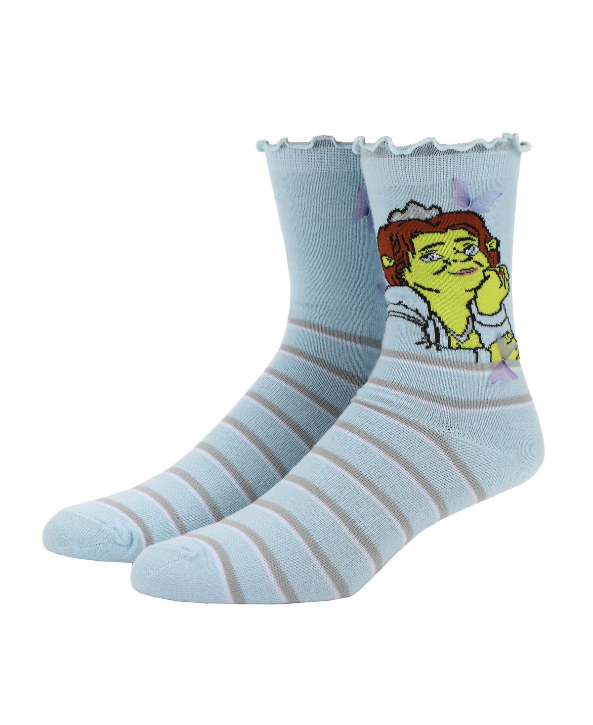 Women's Fiona & Butterflies Blue Casual Crew Socks - Blue