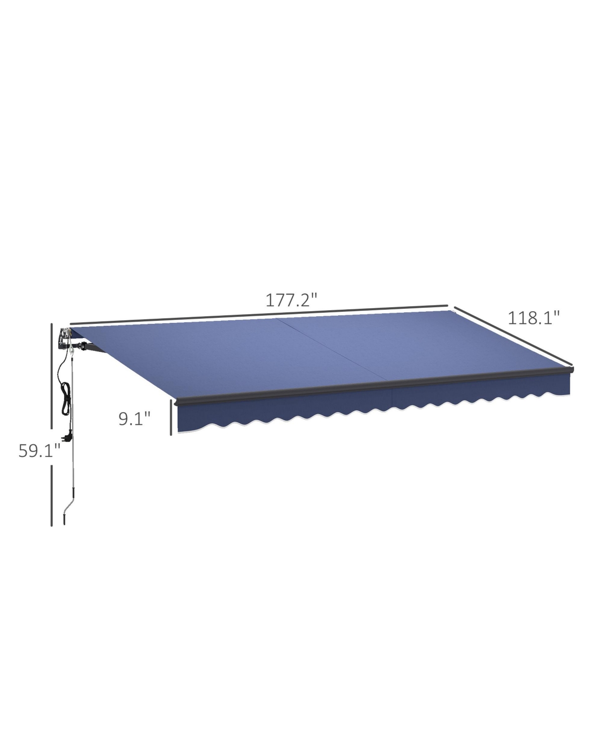 15' x 10' Electric Retractable Awning, All Aluminum Frame, - Cream white