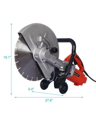 Electric 14" Cut Off Saw Wet/Dry Concrete Saw Cutter Guide Roller with Water Line Attachment 3000w with blade