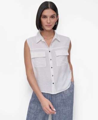 DKNY - Women's Sleeveless Button-Front Shirt