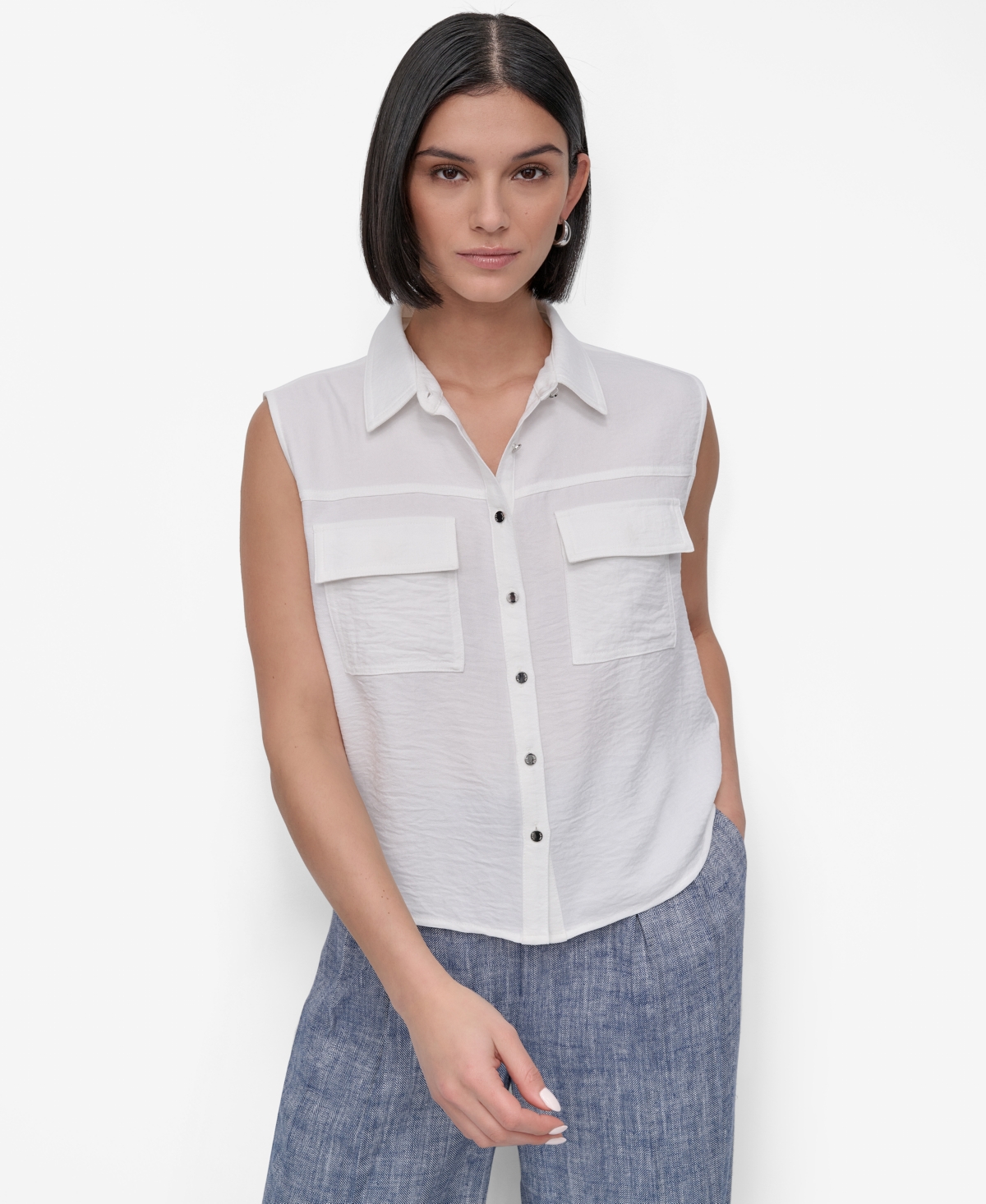 Dkny Women's Sleeveless Button-front Shirt