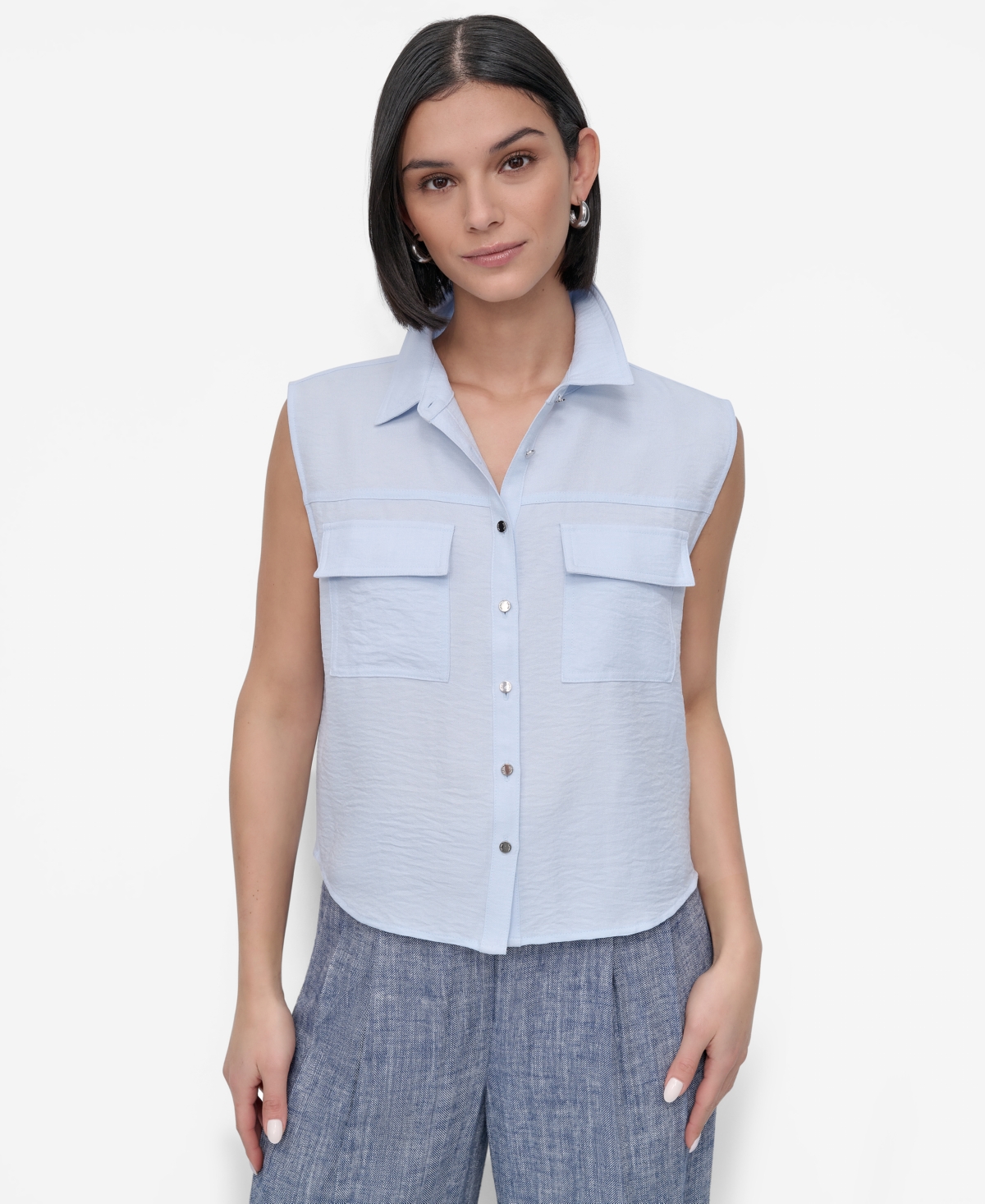 Dkny Women's Sleeveless Button-front Shirt