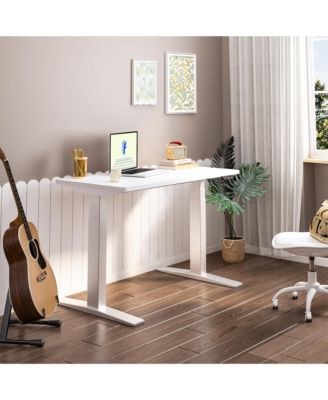 E7-COMMERCIAL 48  W Electric Adjustable Standing Desk, Rectangular Chipboard Top and Base , All White