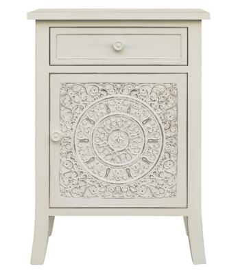 Gallerie Decor Antiqued Carved Side Table
