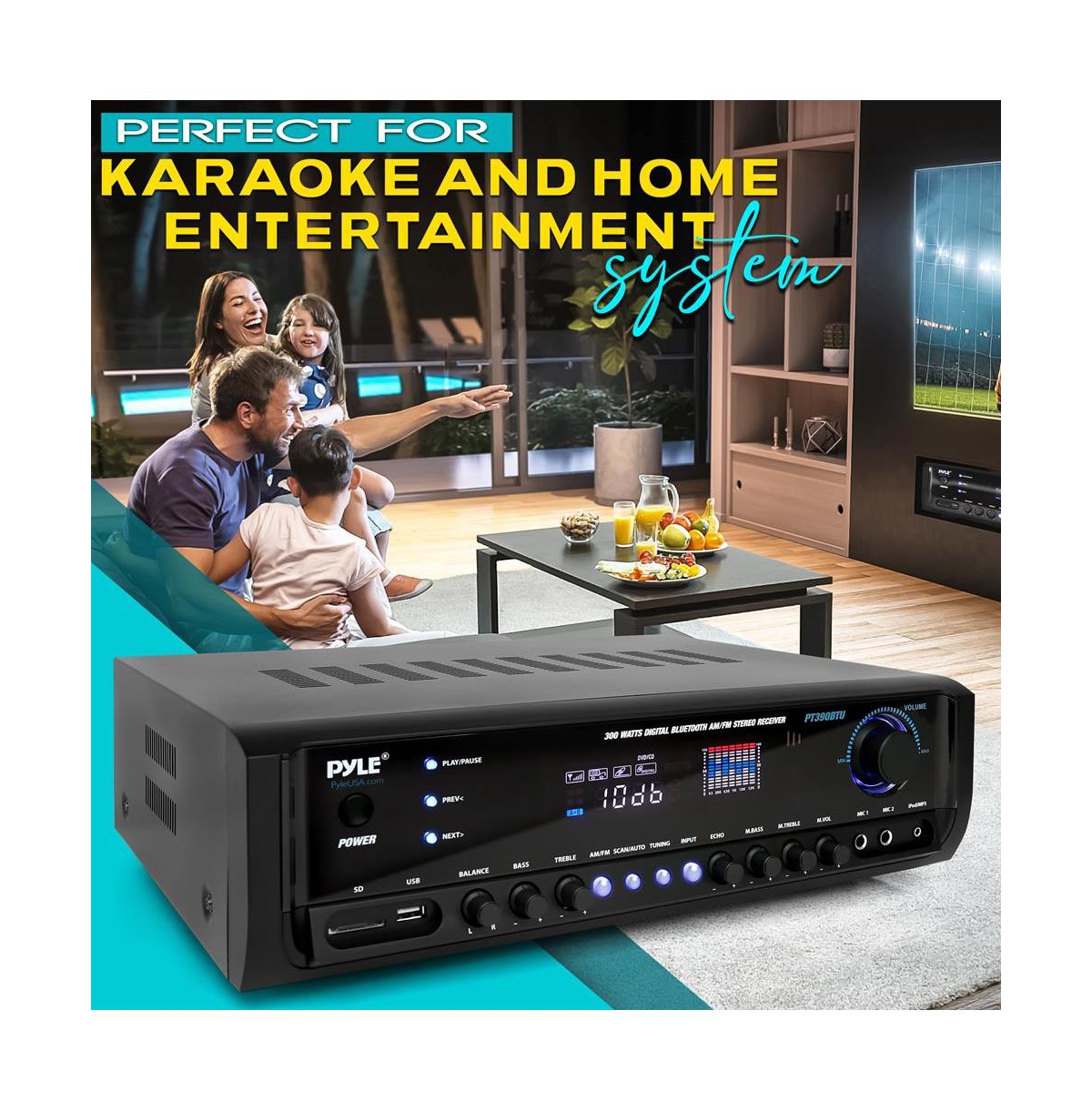 Pyle 300W Bluetooth Home Theater Stereo Receiver - PT390BTU