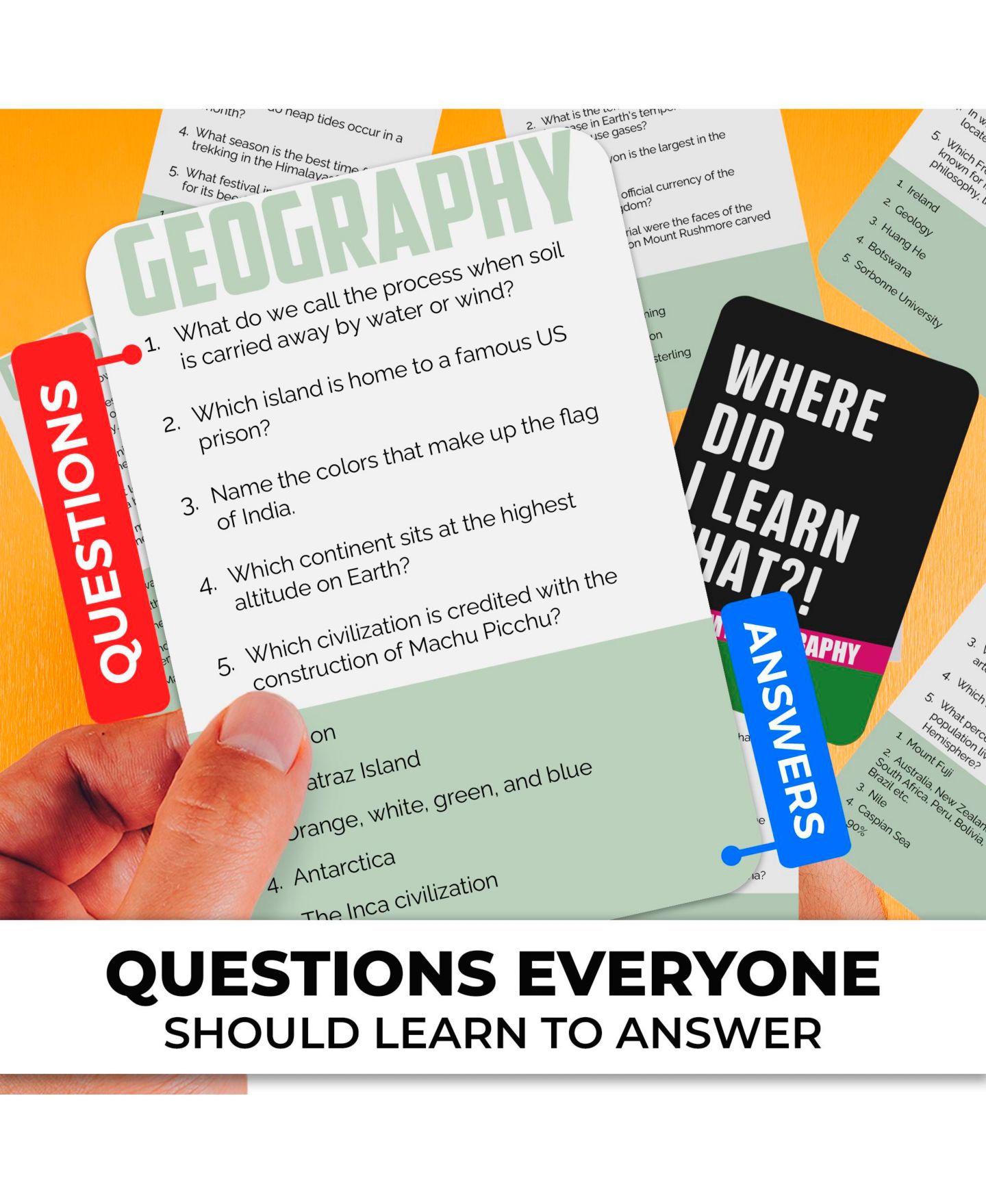 Детская карточная игра Quokka Where Did I Learn That? Science Trivia 500-Question Card Game, Ages 15+, цвет: Geography — фото 8