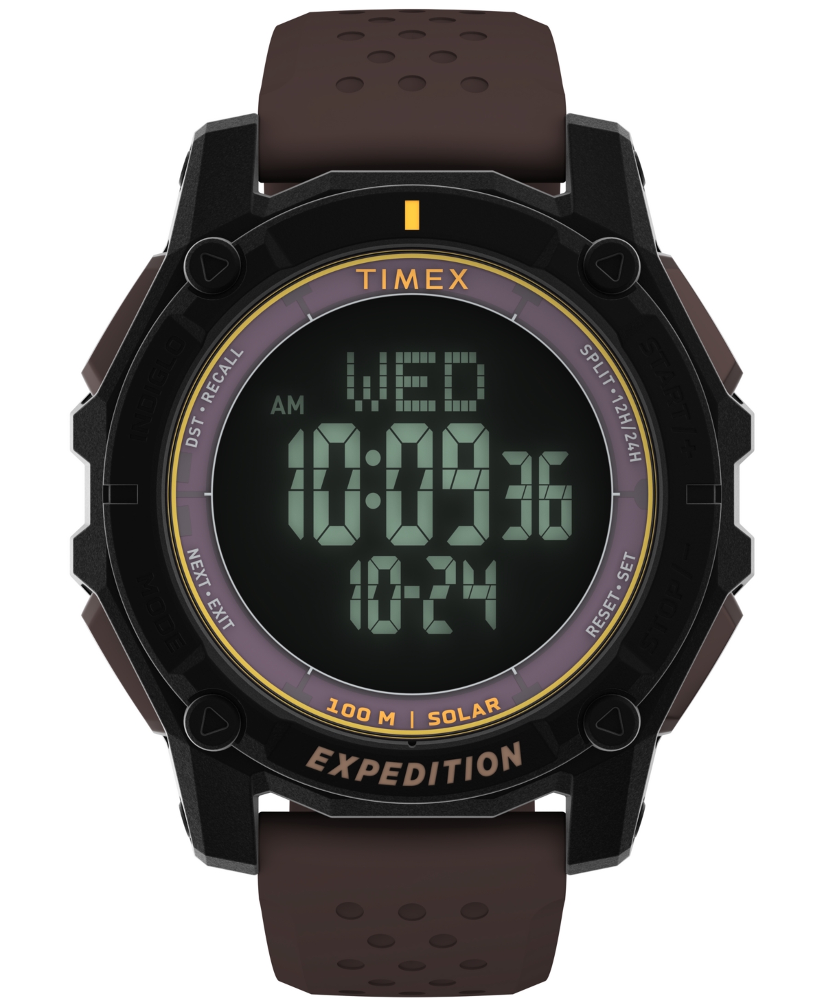 Timex Men's Chronograph Brown Silicone Watch, 49mm In Brown