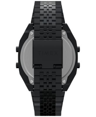 Men's Quartz Digital Black Stainless Steel Watch, 36mm