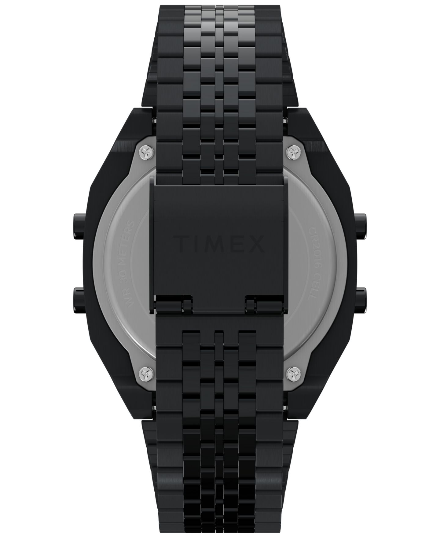 Мужские кварцевые цифровые часы Timex из чёрной нержавеющей стали, 36 мм — фото 3