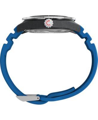 Men's Quartz Analog Blue Rubber Watch, 43mm