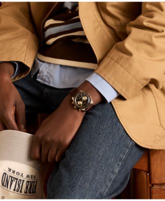 Men's Quartz Analog Brown Leather Watch, 39mm