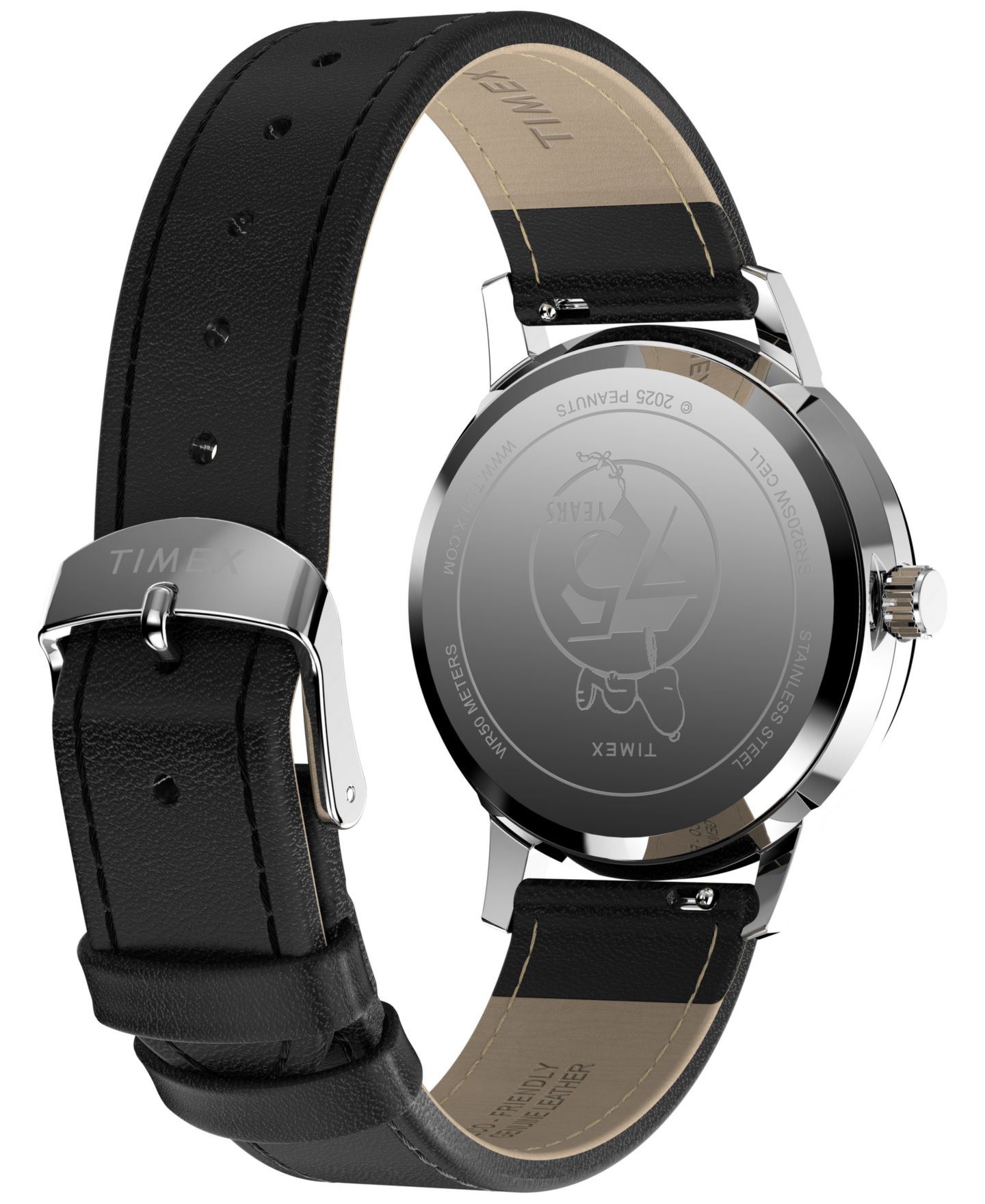 Часы Timex Unisex Quartz Analog Black Leather Watch, 38mm — фото 4