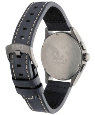 Men's Spitfire Lock Chronograph Blue Leather Strap Watch, 42mm