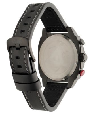 Men's Hawker Hunter Atlas Dual-Time Chronograph Black Leather Strap Watch, 43mm