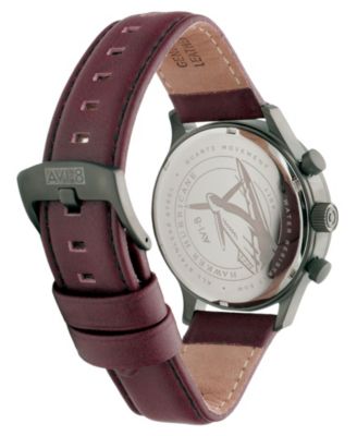 Men's Hawker Hurricane Classic Chronograph Red Leather Strap Watch, 43.5mm