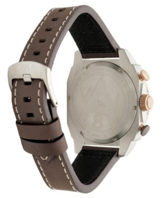 Men's Hawker Hunter Atlas Dual-Time Chronograph Brown Leather Strap Watch, 44mm