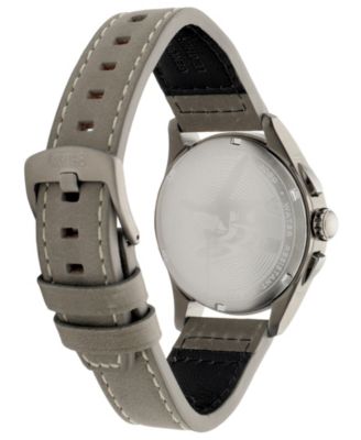 Men's Spitfire Lock Chronograph Gray Leather Strap Watch, 42mm