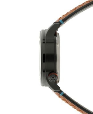 Men's Hawker Typhoon Baldwin Automatic Brown Leather Strap Watch, 42mm