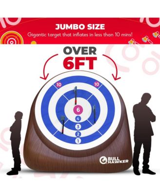 Bull Hawker | Giant Axe Darts (Over 6ft Tall) w/ 15+ Games | Axe Throwing Game for Backyard w/ Air Pump | Carnival Game