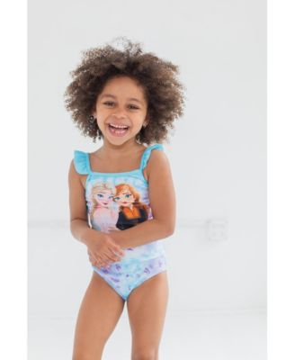 Little Girls Disney Princess Anna Elsa Tankini Top and Bikini Bottom Swim Set