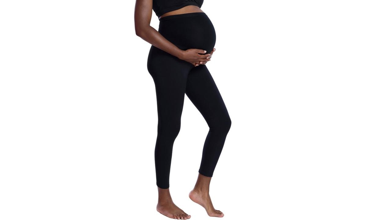 Plus Size Essential Stretch Secret Fit Over the Belly Leggings - Motherhood - Black