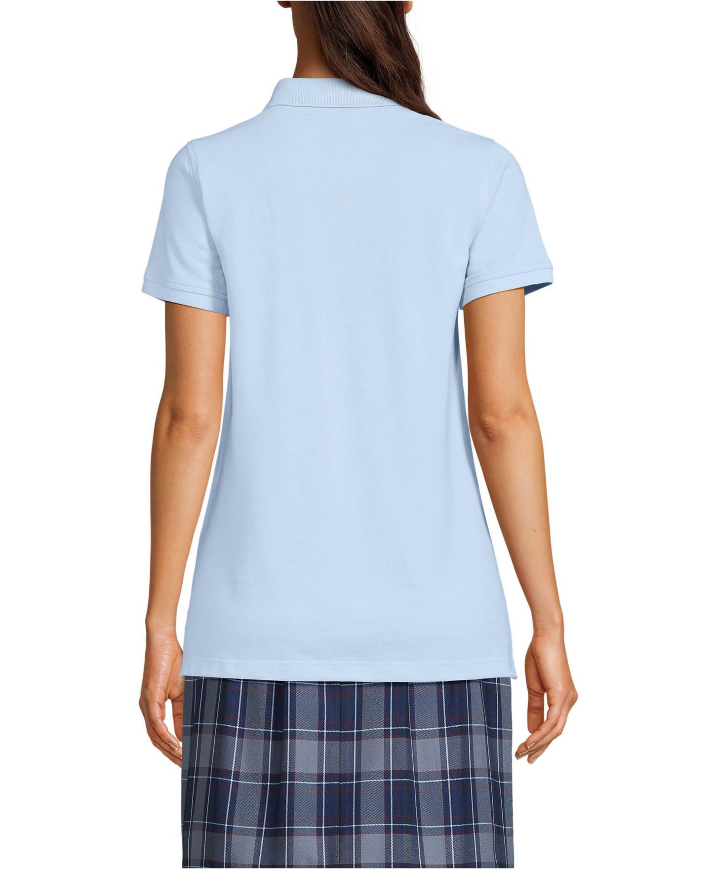 Женское поло Lands' End Essential Pique Short Sleeve Polo, цвет: Синий — фото 2