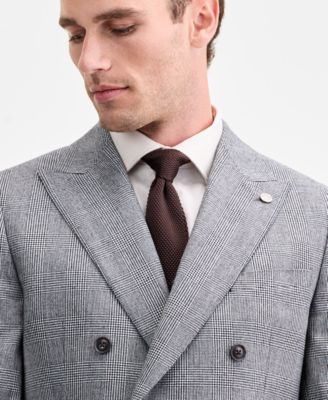 Men's Modern-Fit Black & White Wool-Blend Double-Breasted Suit Separate Jacket