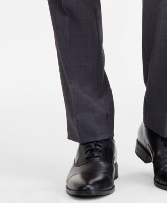 Men's Modern-Fit Stretch Charcoal Birdseye Wool-Blend Suit Separate Pants 