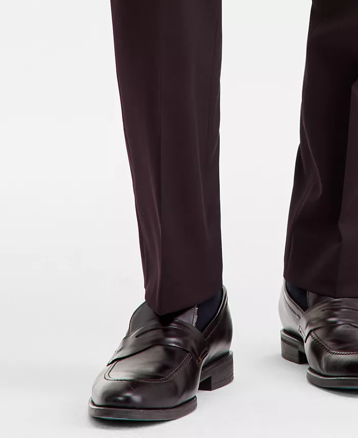 Men's Modern-Fit Stretch Bordeaux Wool-Blend Suit Separate Pants - thumbnail 7
