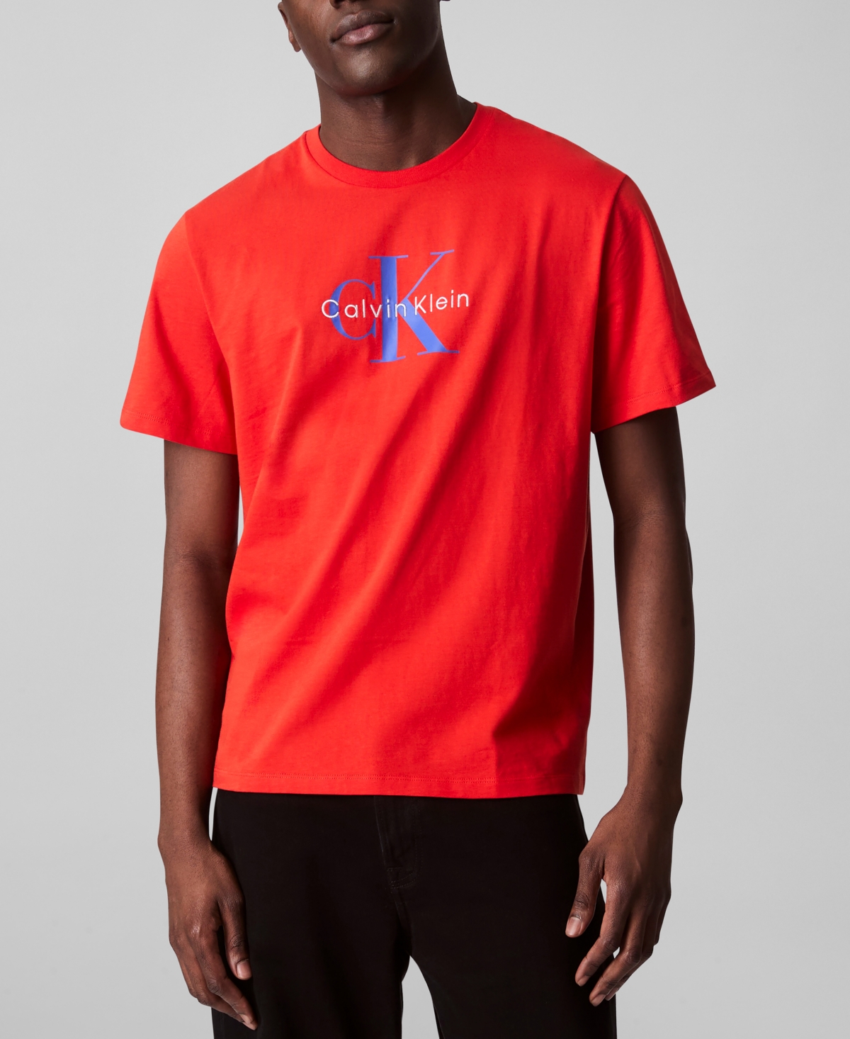 Shop Calvin Klein Men's Relaxed-fit Logo T-shirt In Red Alert