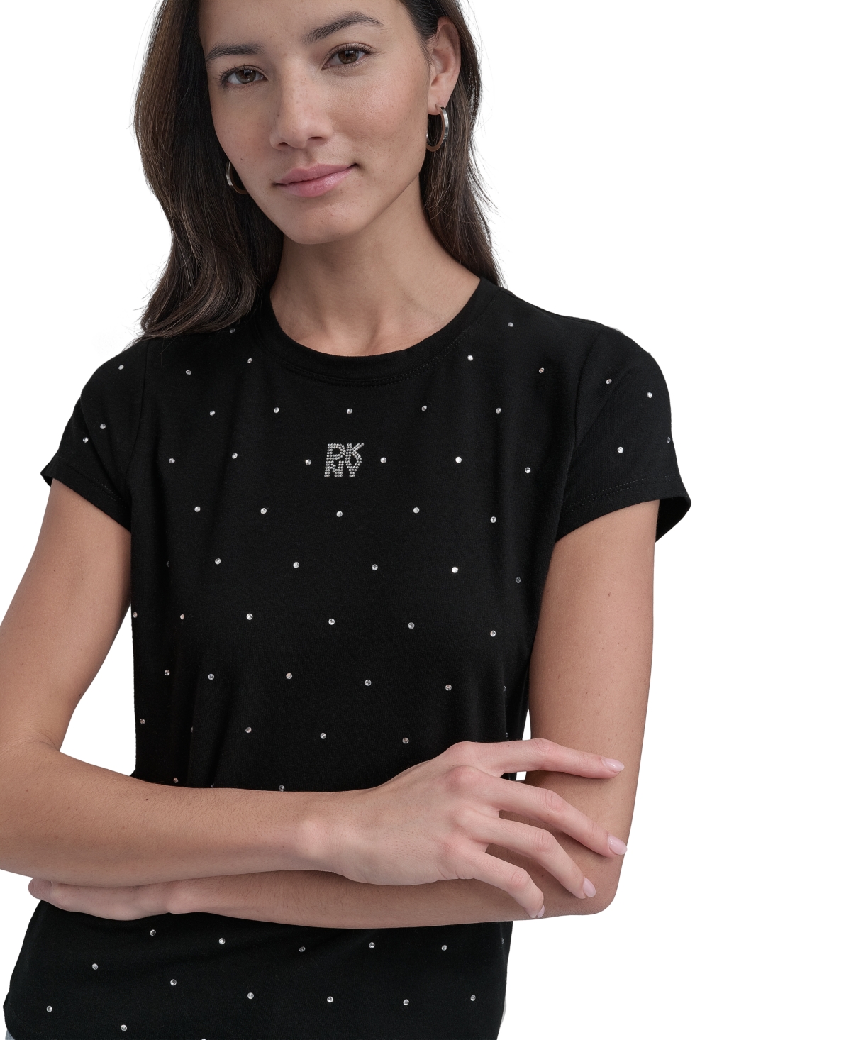 DKNY JEANS PETITE RHINESTONE-EMBELLISHED T-SHIRT 