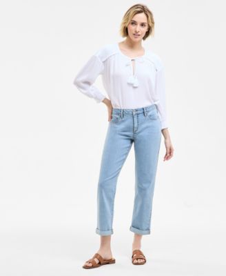 Women's High Stretch Mid-Rise Girlfriend Jeans, Exclusively at Macy's