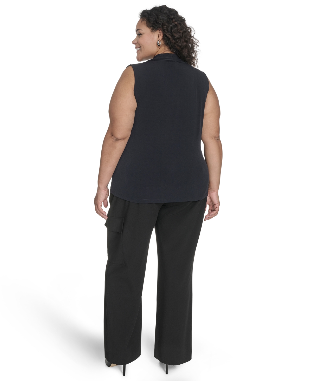 Calvin Klein Plus Size Sleeveless V-neck Top In Navy