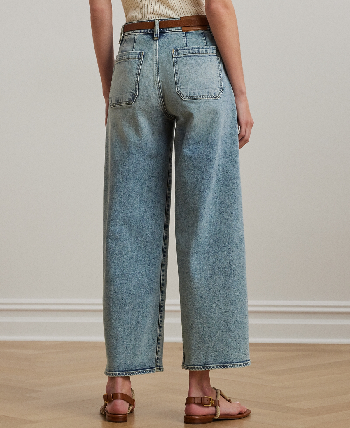 RALPH LAUREN PETITE HIGH-RISE WIDE-LEG CROPPED JEANS 