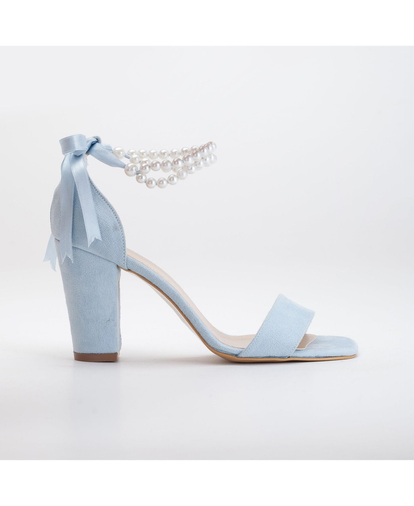 Женские босоножки Forever & Always Shoes Melissa на блочном каблуке с жемчугом, цвет: Синий замшевая искусственная кожа — фото 1