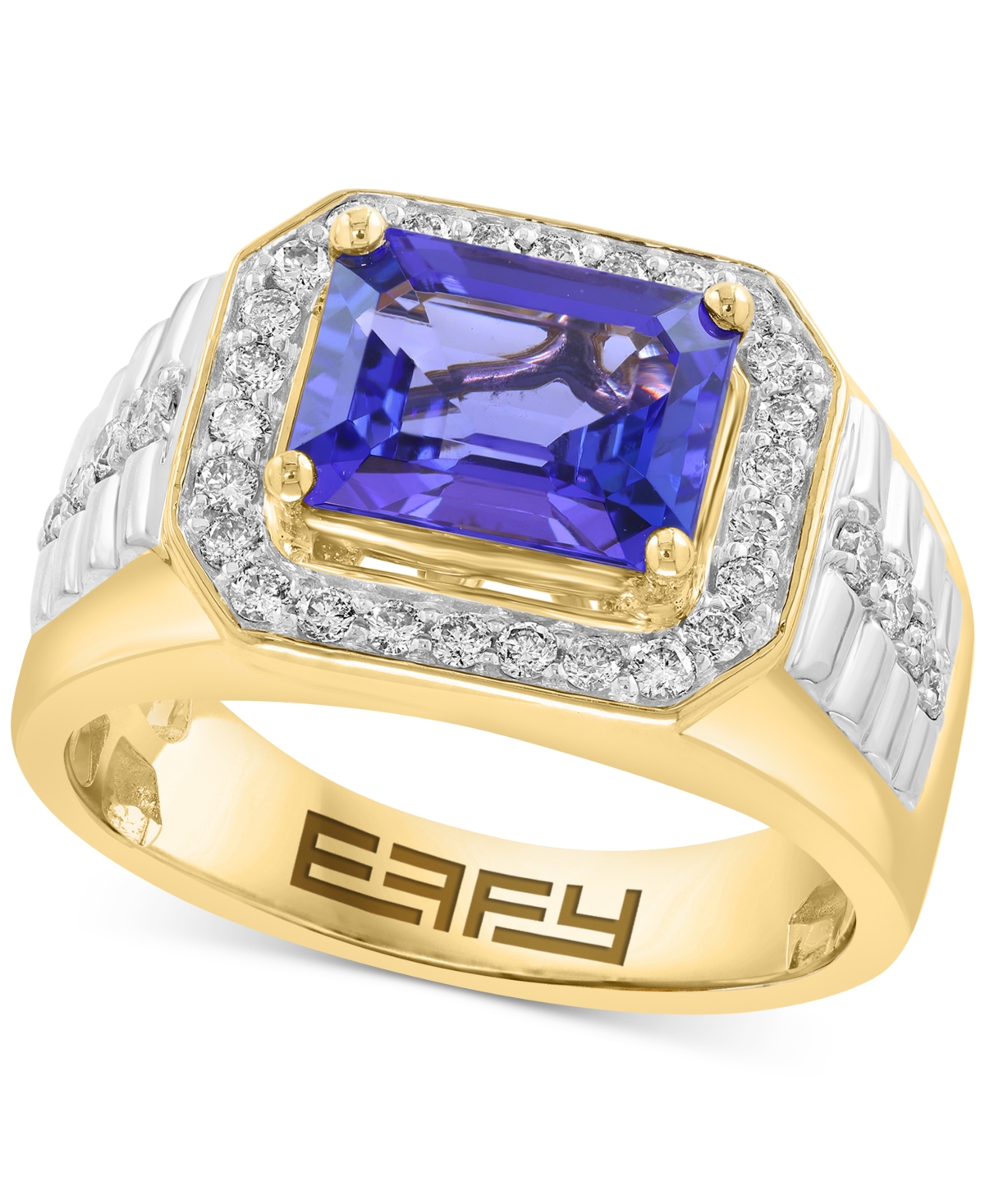 Effy Collection Effy Men's Tanzanite (2-7/8 Ct. T.w.) & Diamond (1/2 Ct. T.w.) Ring In 14k Gold In Purple