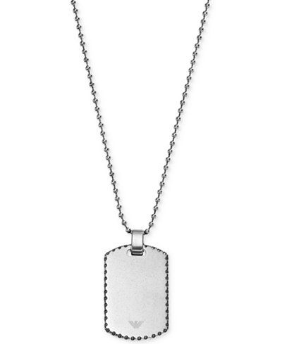 Emporio Armani Men's Stainless Steel Dog Tag Pendant Necklace EGS2074