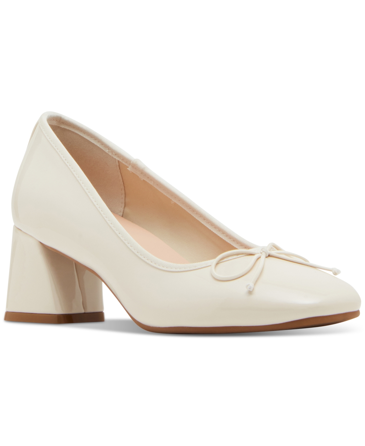 Madden Girl Emily Block-heel Ballet Pumps In Ecru Smooth