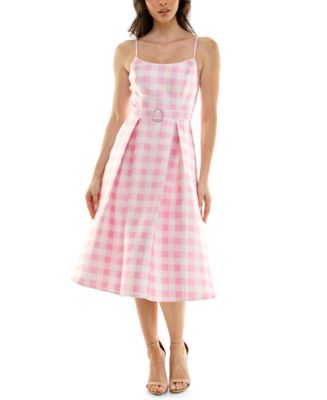 Kleesier☆cranberry checked dress pear culture Juniors' Checkered Fit & Flare Midi Dress - Macy's