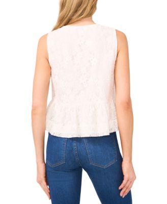 Women's Lace Split-Neck Peplum Tank 