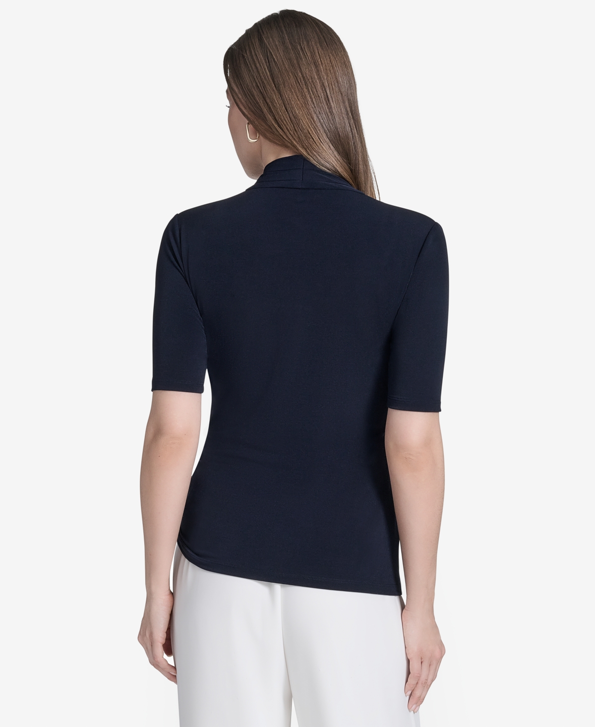 HALSTON WOMEN'S RUCHED FAUX-WRAP TOP 