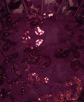 Juniors' Sequined Lace Corset Gown