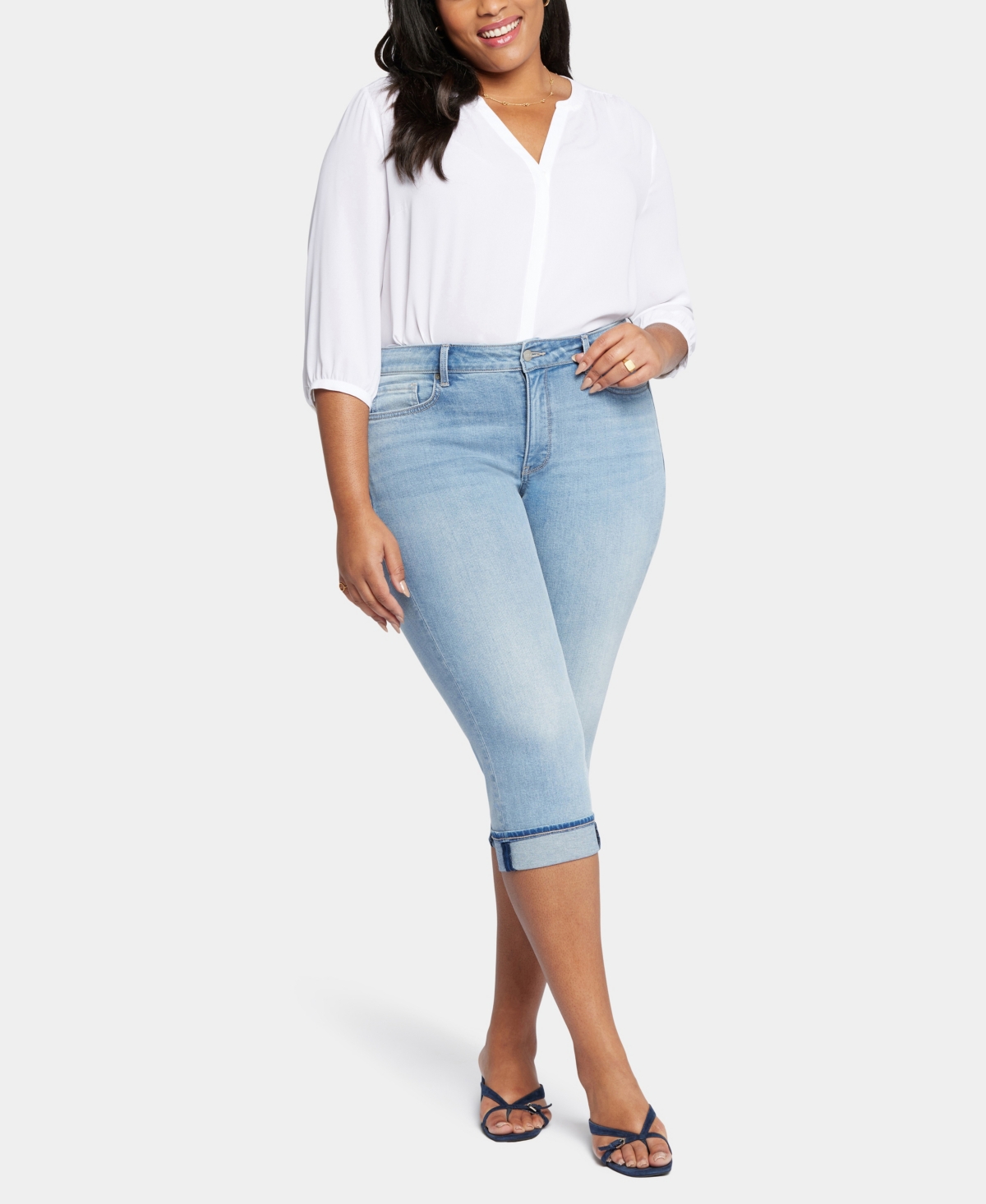 Nydj Plus Size Marilyn Crop Cuff Denim Jeans In After Glow