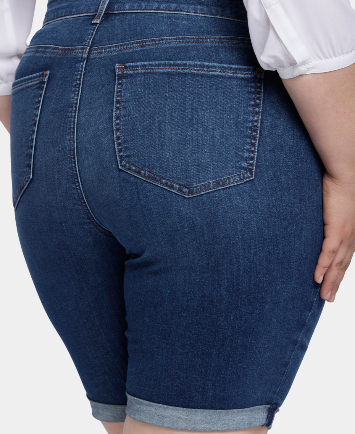 Nydj Plus Size Briella Denim Shorts With Roll Cuffs In Gold Coast