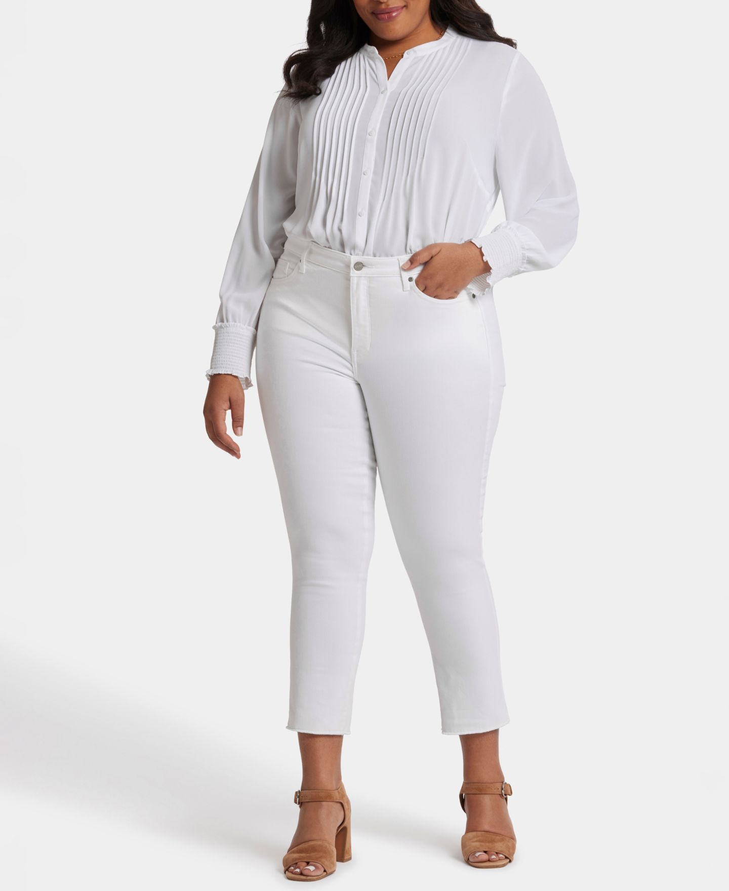 Женские джинсы NYDJ Plus Size Marilyn Straight Crop, цвет: Оптический белый — фото 1