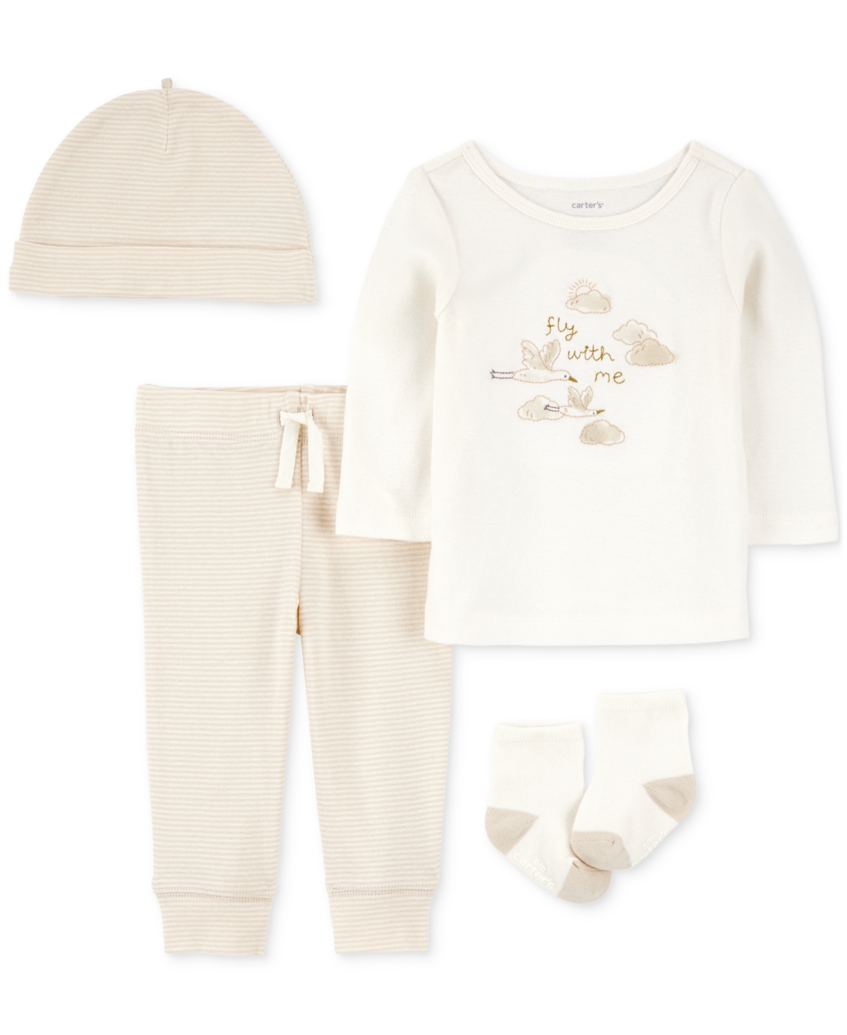 Carter's Baby Boys Cloud Top, Hat, Pants & Socks, 4 Piece Set