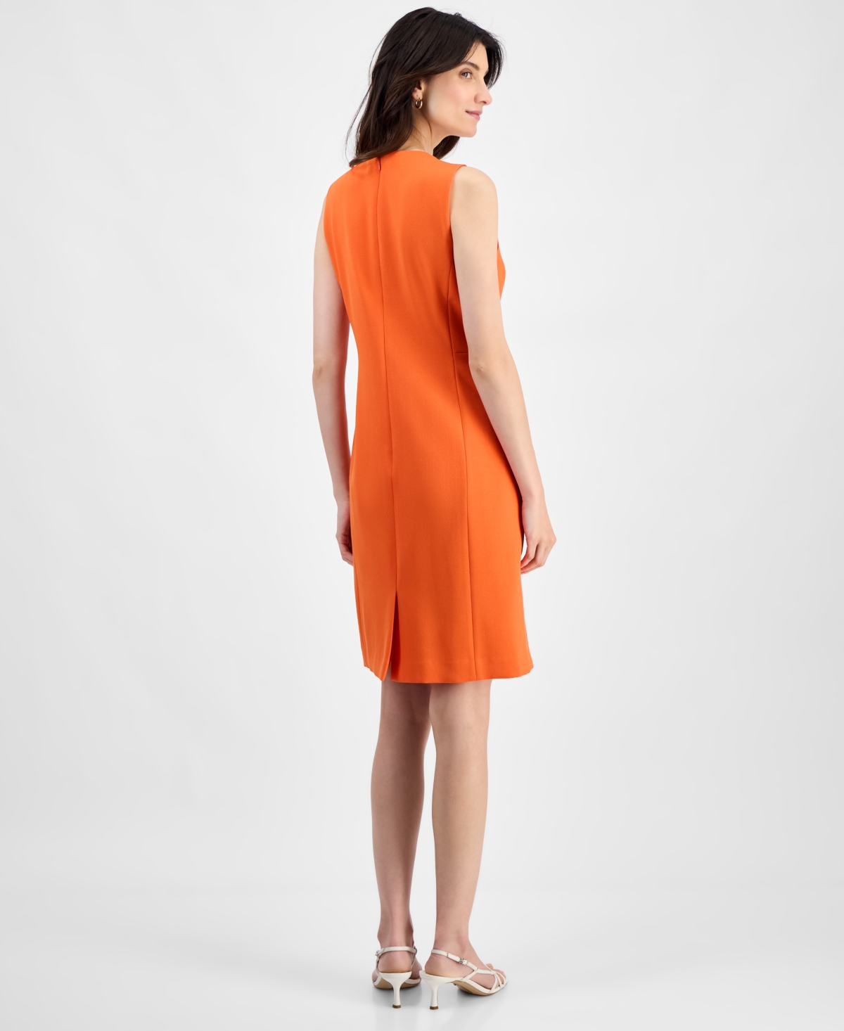 Kasper Women's Sleeveless Multi-seam Sheath Dress, Regular & Petite In Orange